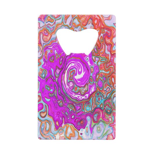 Lila und Orange Groovy Abstrakt Retro Swirl Geldbeutel Flaschenöffner (Vorderseite)