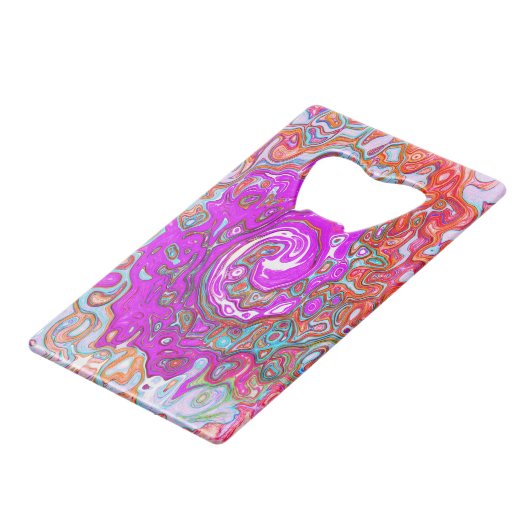 Lila und Orange Groovy Abstrakt Retro Swirl Geldbeutel Flaschenöffner (Vorderseite Schrägansicht)
