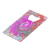 Lila und Orange Groovy Abstrakt Retro Swirl Geldbeutel Flaschenöffner (Rückseite Schrägansicht)