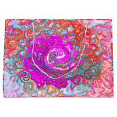 Lila und Orange Groovy Abstrakt Retro Swirl Große Geschenktüte (Vorderseite)