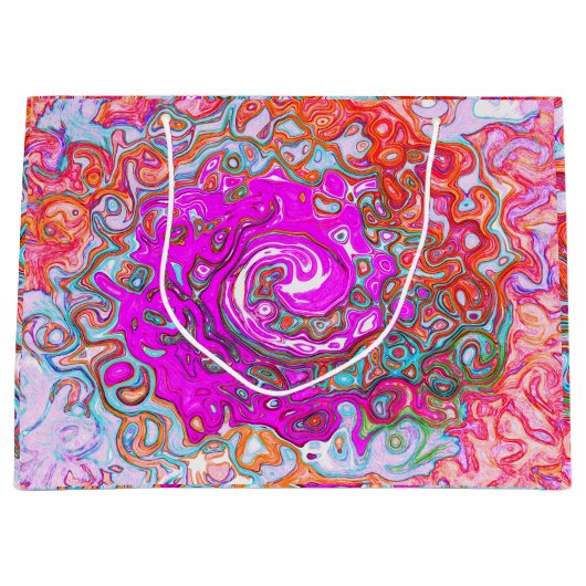 Lila und Orange Groovy Abstrakt Retro Swirl Große Geschenktüte (Vorderseite)