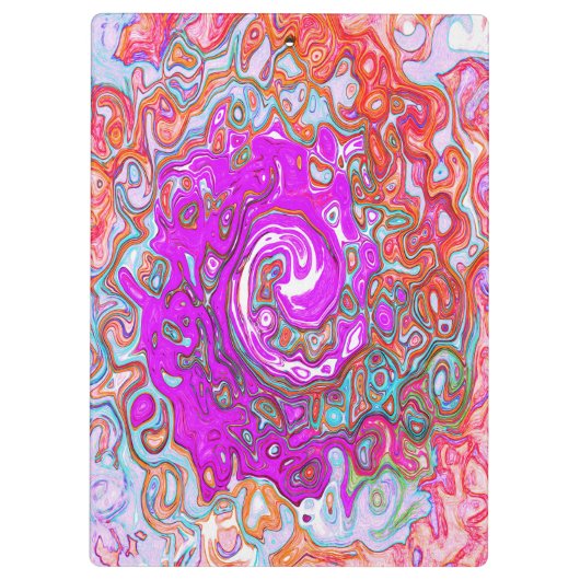 Lila und Orange Groovy Abstrakt Retro Swirl Klemmbrett (Rückseite)