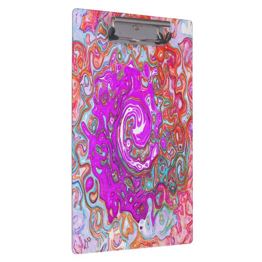 Lila und Orange Groovy Abstrakt Retro Swirl Klemmbrett (Rechts)