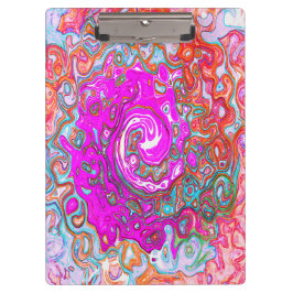 Lila und Orange Groovy Abstrakt Retro Swirl Klemmbrett