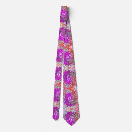 Lila und Orange Groovy Abstrakt Retro Swirl Krawatte (Rückseite)