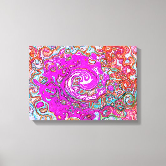 Lila und Orange Groovy Abstrakt Retro Swirl Leinwanddruck (Vorderseite)