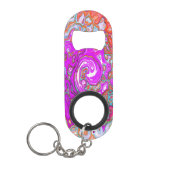 Lila und Orange Groovy Abstrakt Retro Swirl Mini Flaschenöffner (Vorderseite)