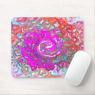 Lila und Orange Groovy Abstrakt Retro Swirl Mousepad