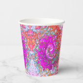 Lila und Orange Groovy Abstrakt Retro Swirl Pappbecher (Rückseite)