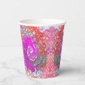 Lila und Orange Groovy Abstrakt Retro Swirl Pappbecher (Vorderseite)