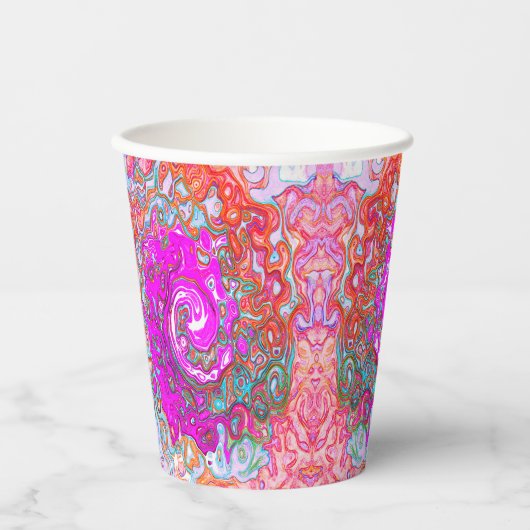 Lila und Orange Groovy Abstrakt Retro Swirl Pappbecher (Vorderseite)
