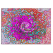 Lila und Orange Groovy Abstrakt Retro Swirl Schneidebrett (Vorderseite)