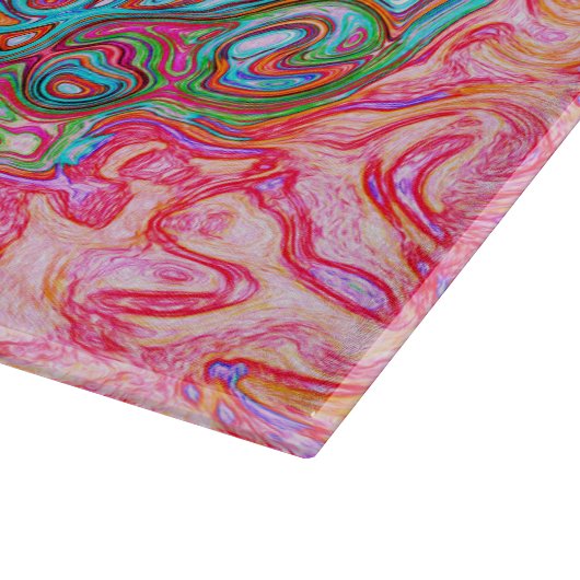 Lila und Orange Groovy Abstrakt Retro Swirl Schneidebrett (Ecke)