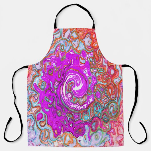 Lila und Orange Groovy Abstrakt Retro Swirl Schürze (Vorderseite)