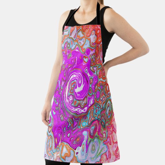 Lila und Orange Groovy Abstrakt Retro Swirl Schürze (InSitu)