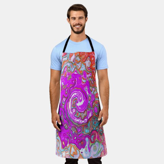 Lila und Orange Groovy Abstrakt Retro Swirl Schürze (Getragen)
