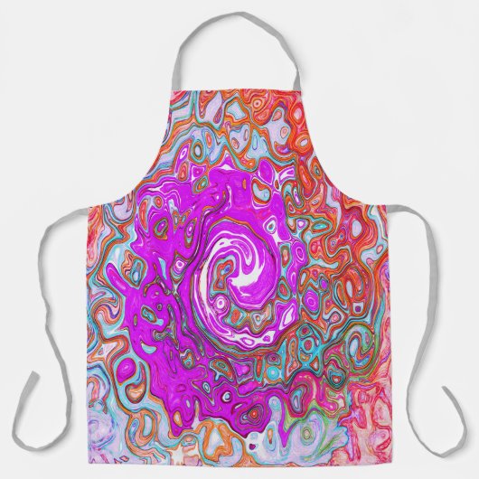 Lila und Orange Groovy Abstrakt Retro Swirl Schürze (Vorderseite)