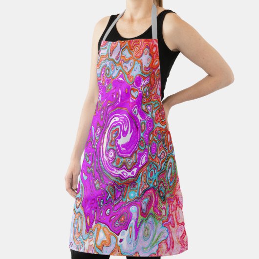 Lila und Orange Groovy Abstrakt Retro Swirl Schürze (InSitu)