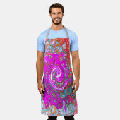 Lila und Orange Groovy Abstrakt Retro Swirl Schürze (Getragen)