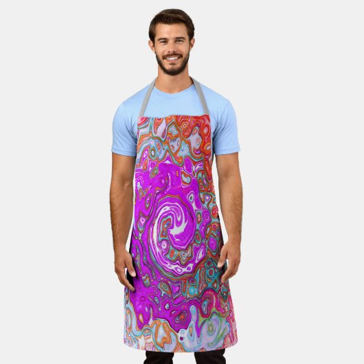 Lila und Orange Groovy Abstrakt Retro Swirl Schürze (Getragen)