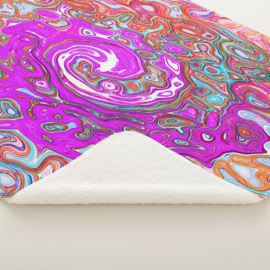 Lila und Orange Groovy Abstrakt Retro Swirl Sherpadecke (3/4)