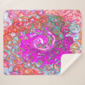 Lila und Orange Groovy Abstrakt Retro Swirl Sherpadecke (Vorderseite (Horizontal))