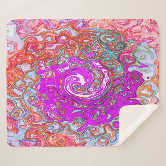 Lila und Orange Groovy Abstrakt Retro Swirl Sherpadecke (Vorderseite (Horizontal))