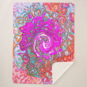 Lila und Orange Groovy Abstrakt Retro Swirl Sherpadecke (Vorderseite)
