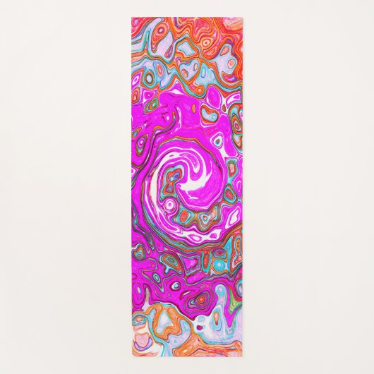 Lila und Orange Groovy Abstrakt Retro Swirl Yogamatte (Vorderseite)