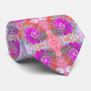 Lila und Orange Groovy Abstrakter Retro-Strudel Krawatte
