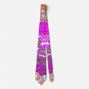 Lila und Orange Groovy Abstrakter Retro-Wirbel Krawatte