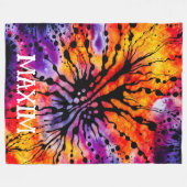 Lila und Orange Halloween-Gefärbte Krawatte Fleecedecke (Vorderseite (Horizontal))