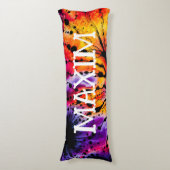 Lila und Orange Halloween-Gefärbte Krawatte Seitenschläferkissen (Vorderseite Vertikal)