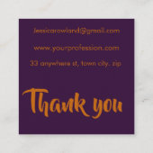 LILA UND ORANGE HALLOWEEN QUADRATISCHE VISITENKARTE (Rückseite)