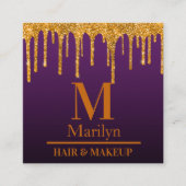 LILA UND ORANGE HALLOWEEN QUADRATISCHE VISITENKARTE (Vorderseite)