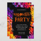 Lila und Orange Happy Halloween Gefärbte Krawatte Einladung (Vorne/Hinten)