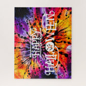 Lila und Orange Happy Halloween Gefärbte Krawatte Puzzle (Vertikal)