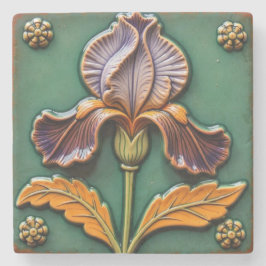 Lila und Orange Iris Steinuntersetzer