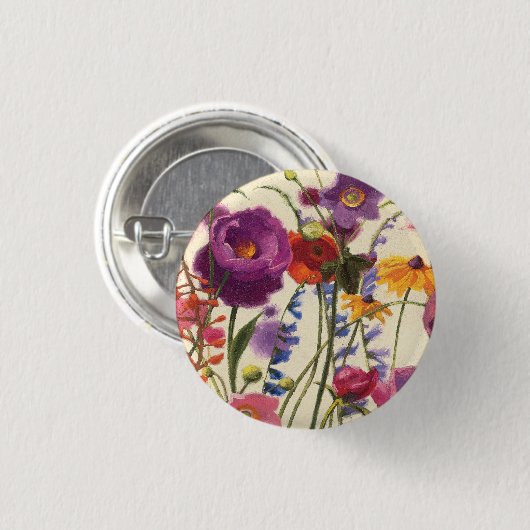 Lila und orange Mohnblumen-Melodie Button (Vorne & Hinten)