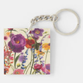 Lila und orange Mohnblumen-Melodie Schlüsselanhänger (Rückseite)
