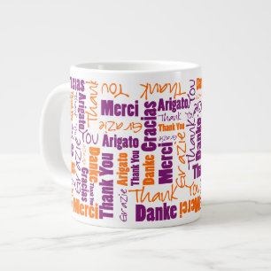 Lila und Orange Multilingual Vielen Dank Jumbo-Tasse