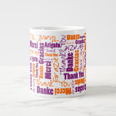 Lila und Orange Multilingual Vielen Dank Jumbo-Tasse (Vorderseite)