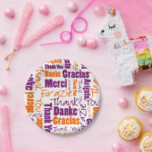 Lila und Orange Multilingual Vielen Dank Pappteller (Party)