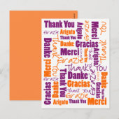 Lila und Orange Multilingual Vielen Dank Postkarte (Vorne/Hinten)