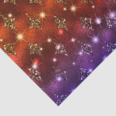 Lila und Orange Ombre Glitzer Celestial Muster Seidenpapier (Detail)