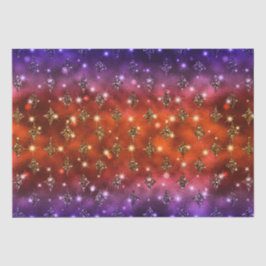 Lila und Orange Ombre Glitzer Celestial Muster Seidenpapier