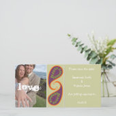 Lila und Orange Paisley Save the Date Ihr Foto (Stehend Vorderseite)