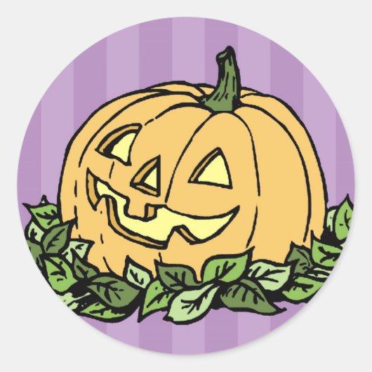 Lila und Orange Pumpkin Halloween Stickers (Vorderseite)