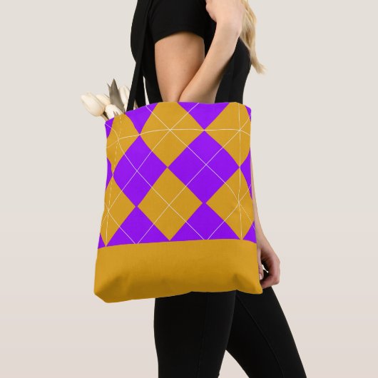 Lila und orange Raute Tasche (Von Nahem)