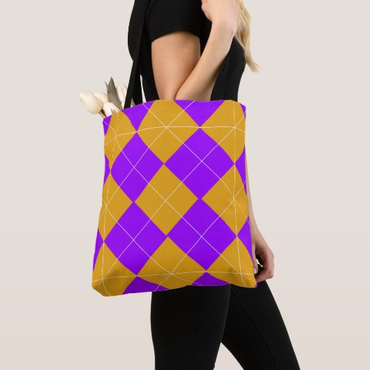 Lila und orange Raute Tasche (Von Nahem)